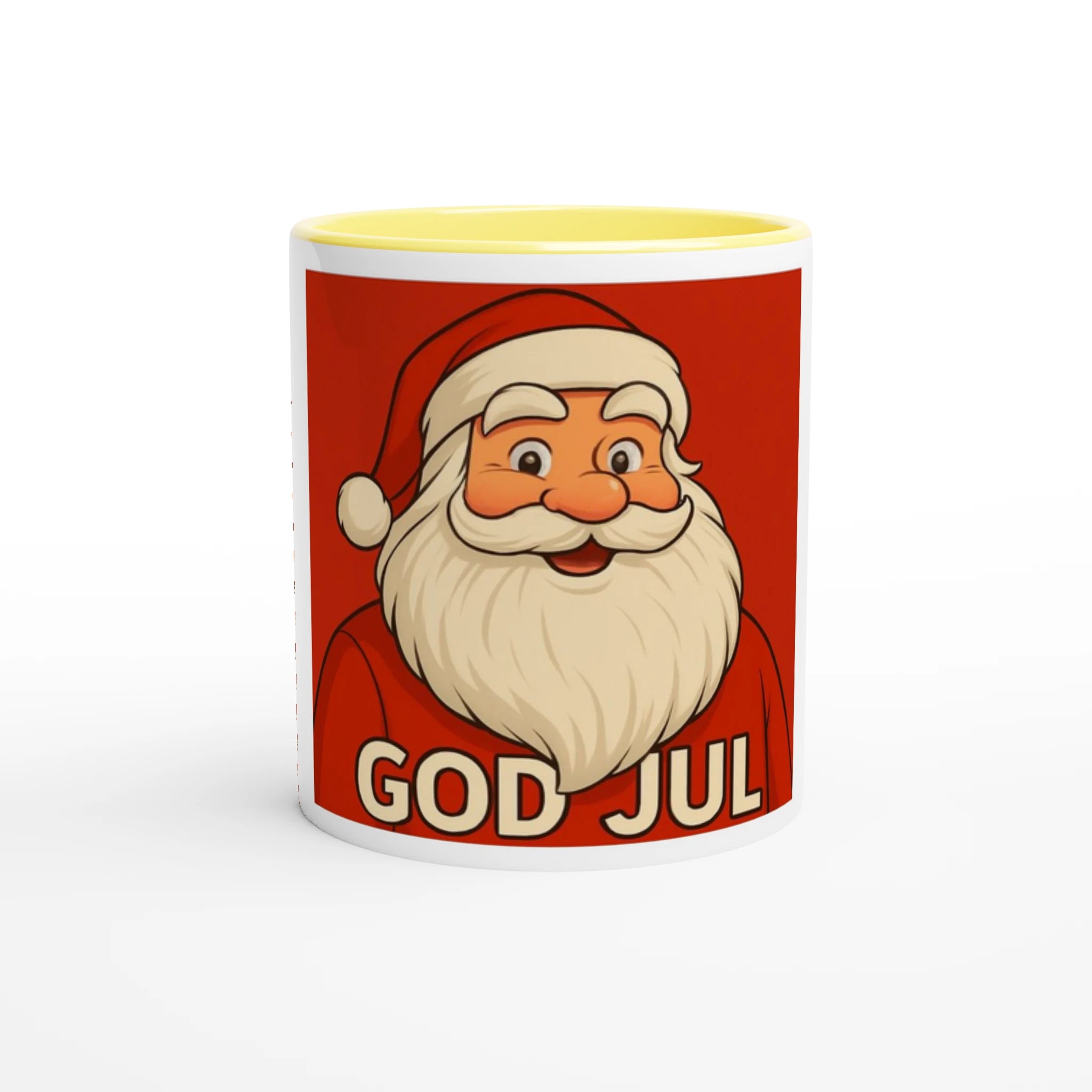 White 11oz Ceramic Mug with Color Inside Ceramic Yellow