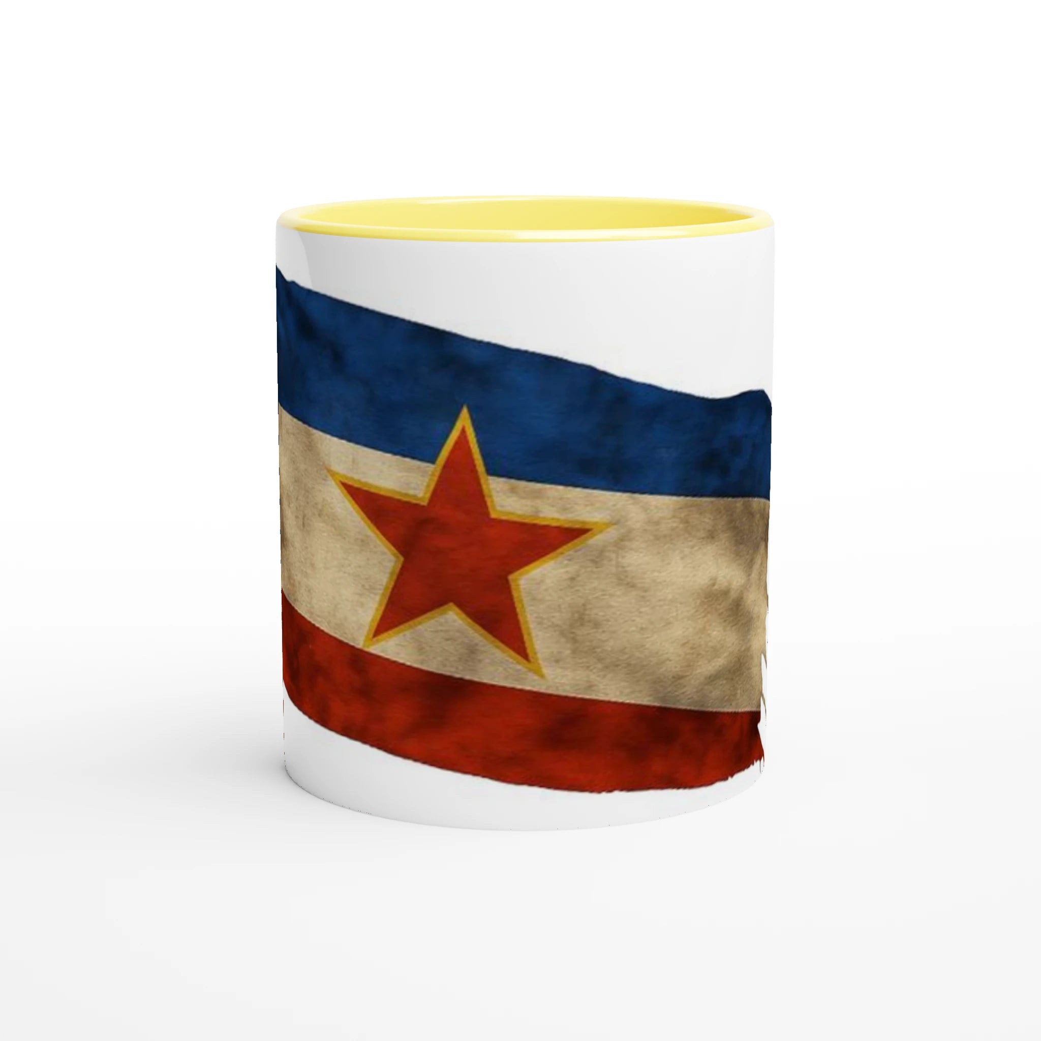 White 11oz Ceramic Mug with Color Inside Ceramic Yellow