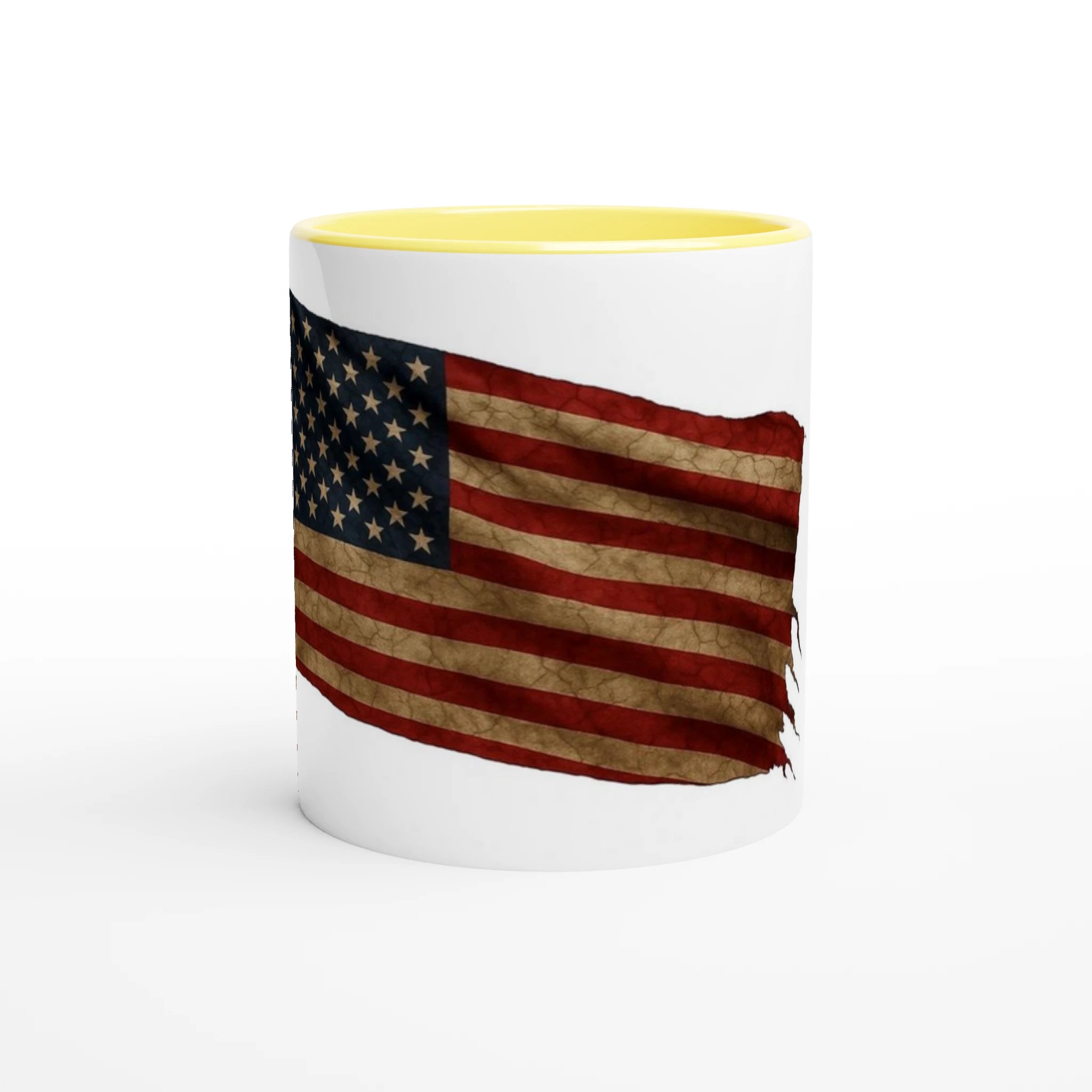 White 11oz Ceramic Mug with Color Inside Ceramic Yellow