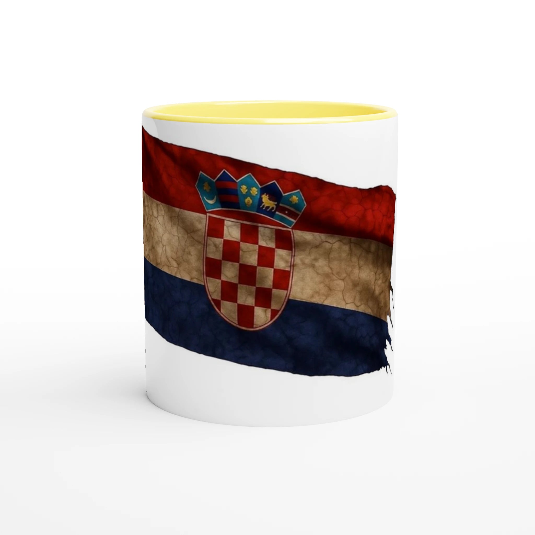 White 11oz Ceramic Mug with Color Inside Ceramic Yellow