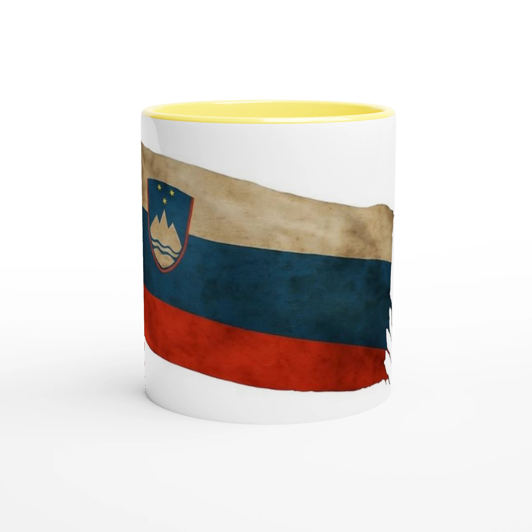 White 11oz Ceramic Mug with Color Inside Ceramic Yellow