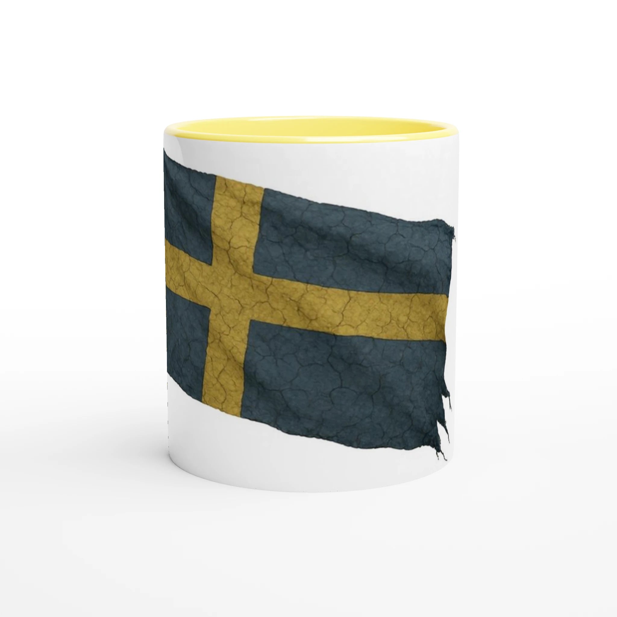 White 11oz Ceramic Mug with Color Inside Ceramic Yellow