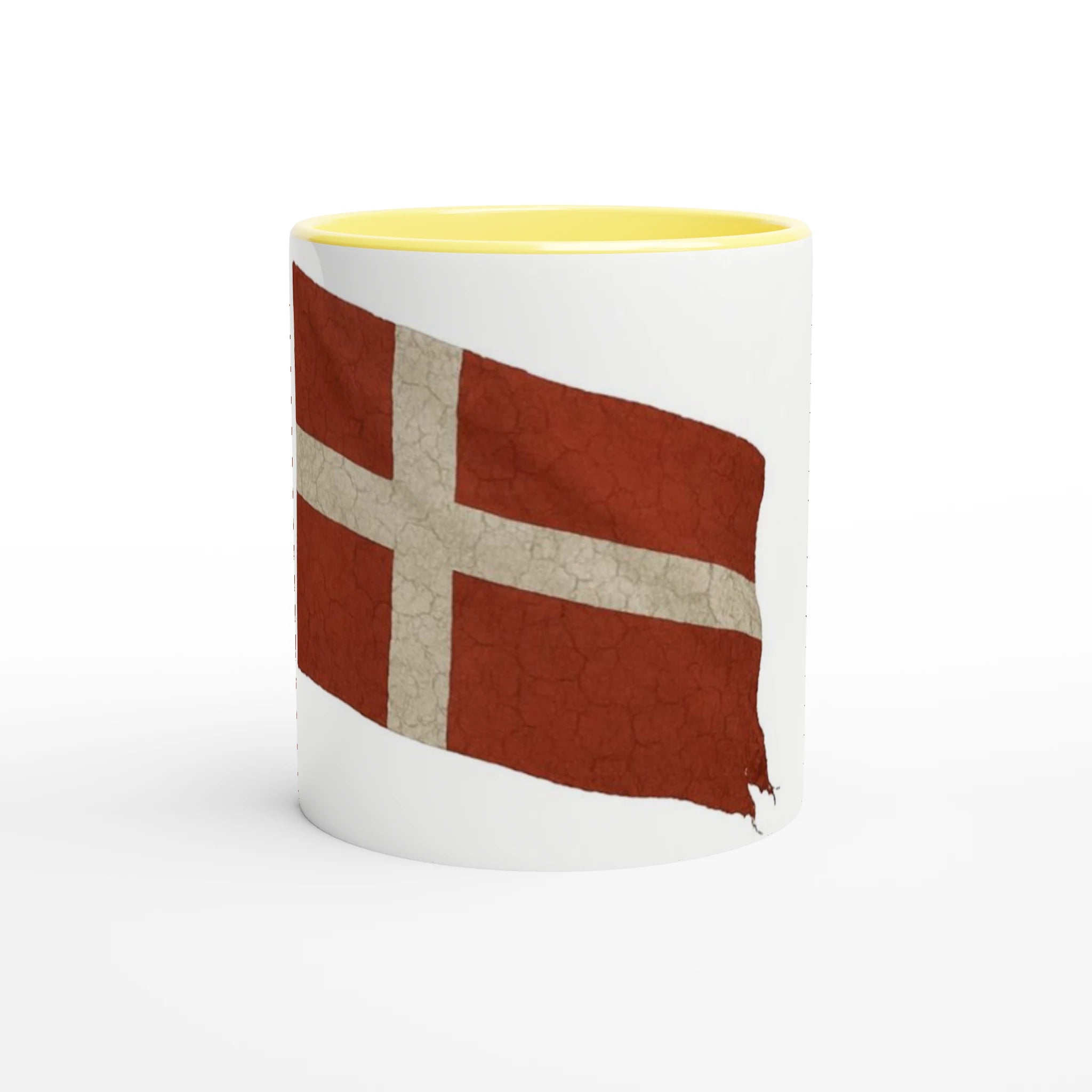 White 11oz Ceramic Mug with Color Inside Ceramic Yellow