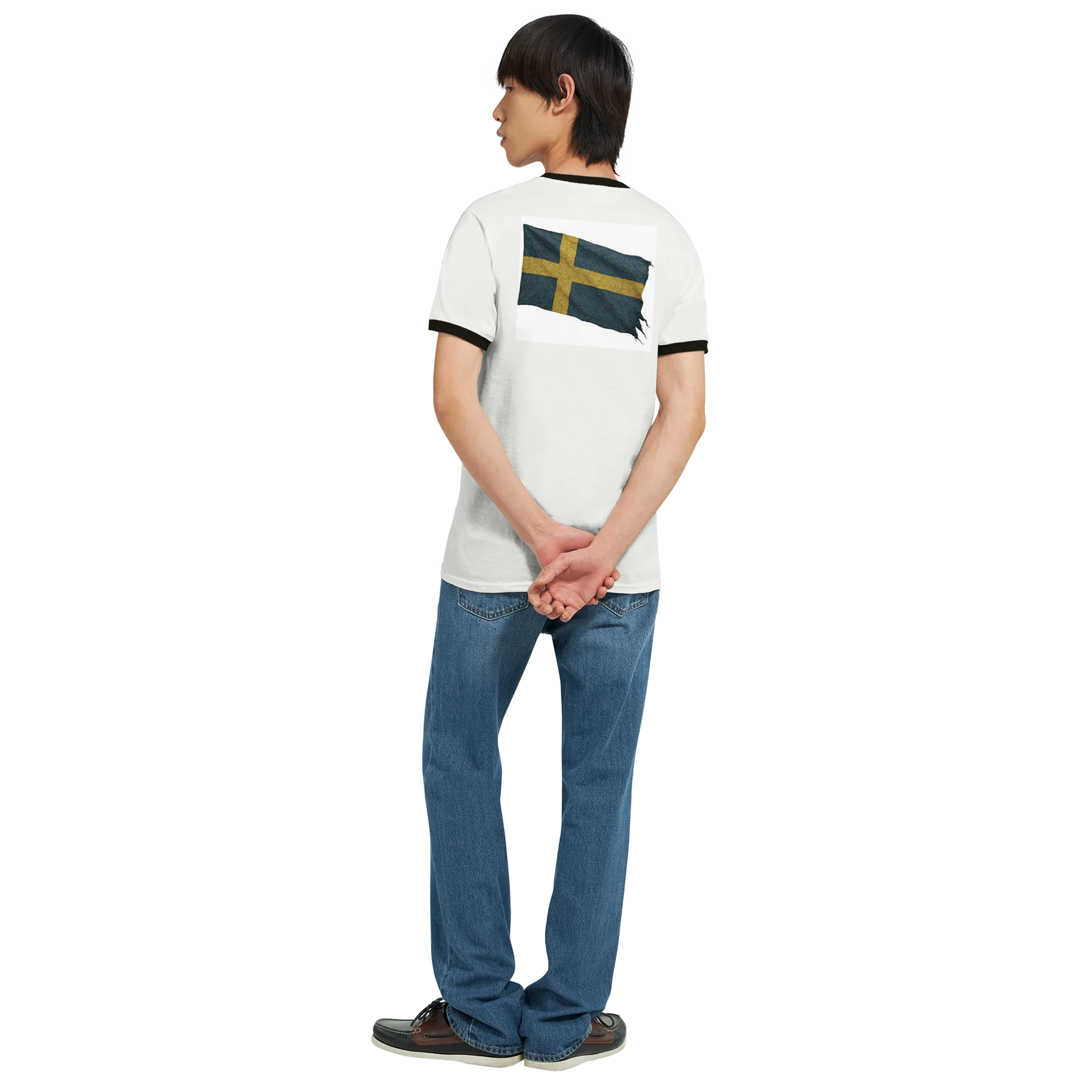 Unisex Ringer T-shirt White and Black