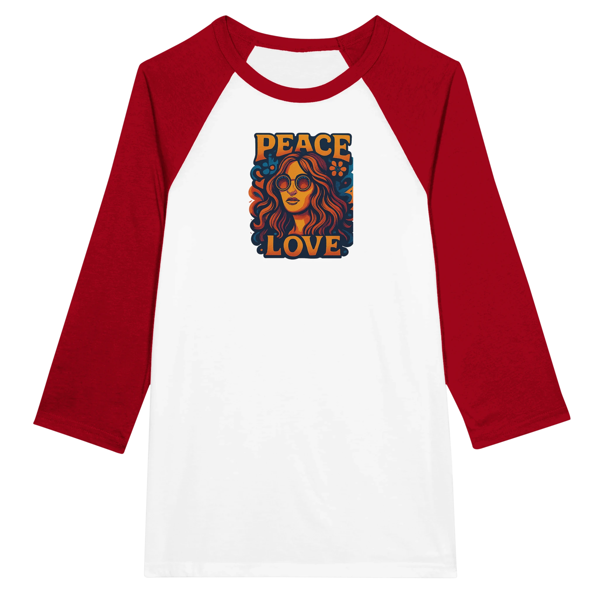 Unisex 3/4 sleeve Raglan T-shirt White and Red