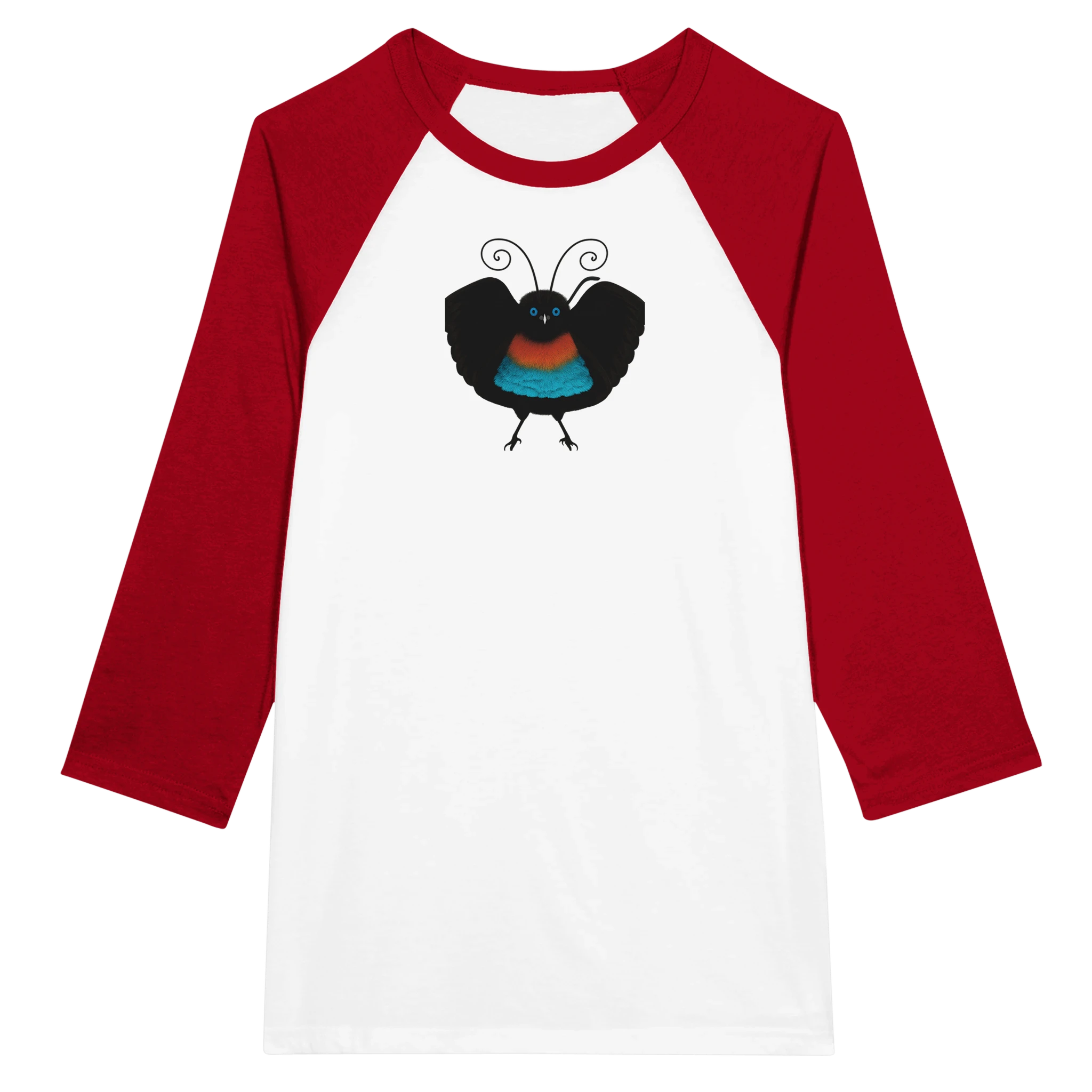 Unisex 3/4 sleeve Raglan T-shirt White and Red