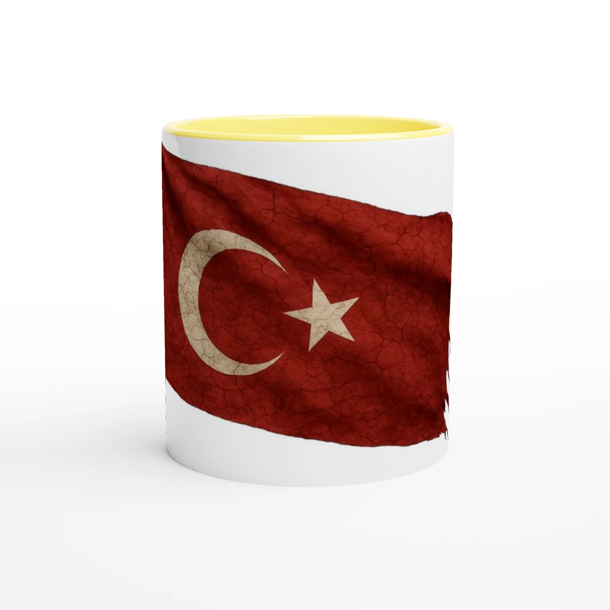 White 11oz Ceramic Mug with Color Inside Ceramic Yellow