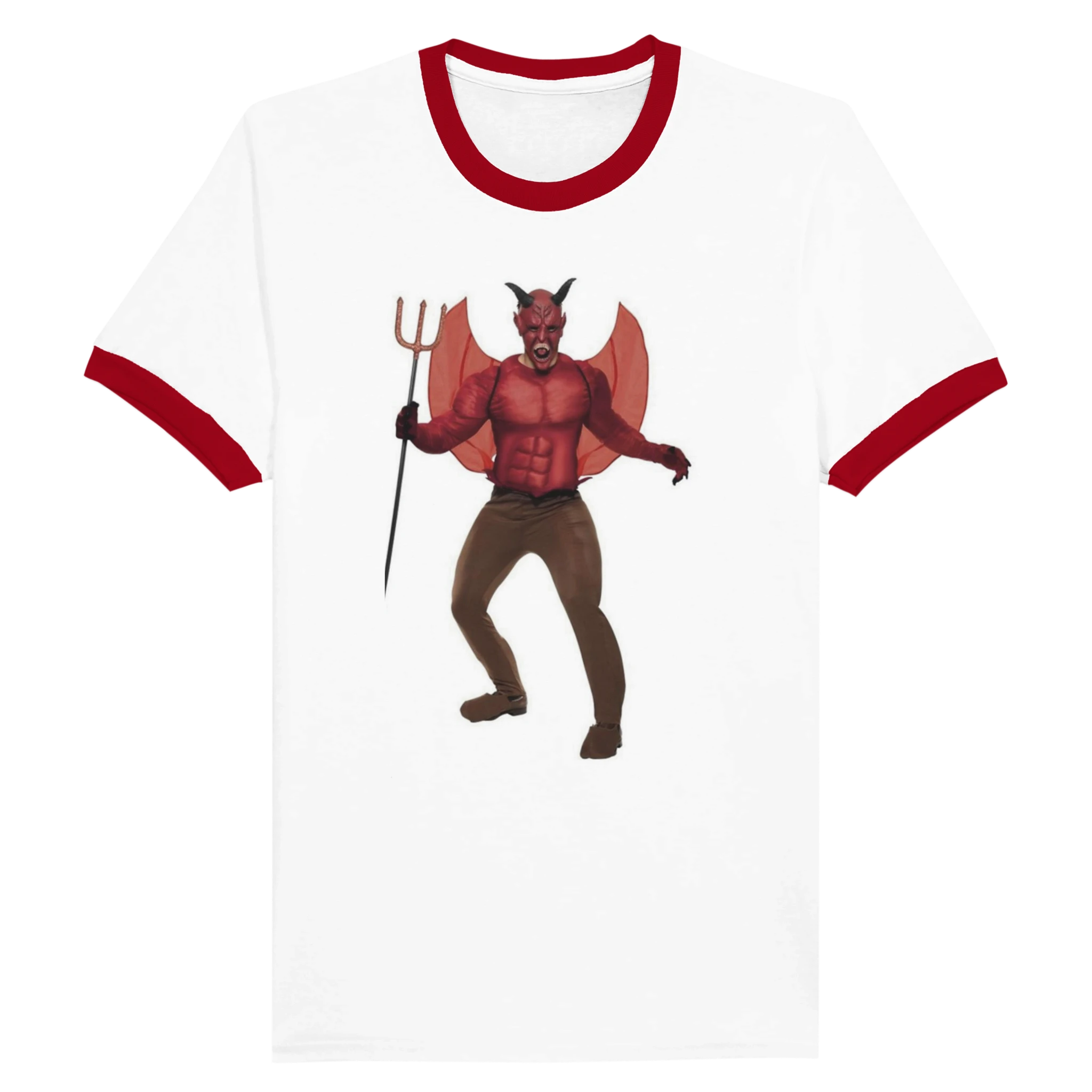 Unisex Ringer T-shirt White and Red