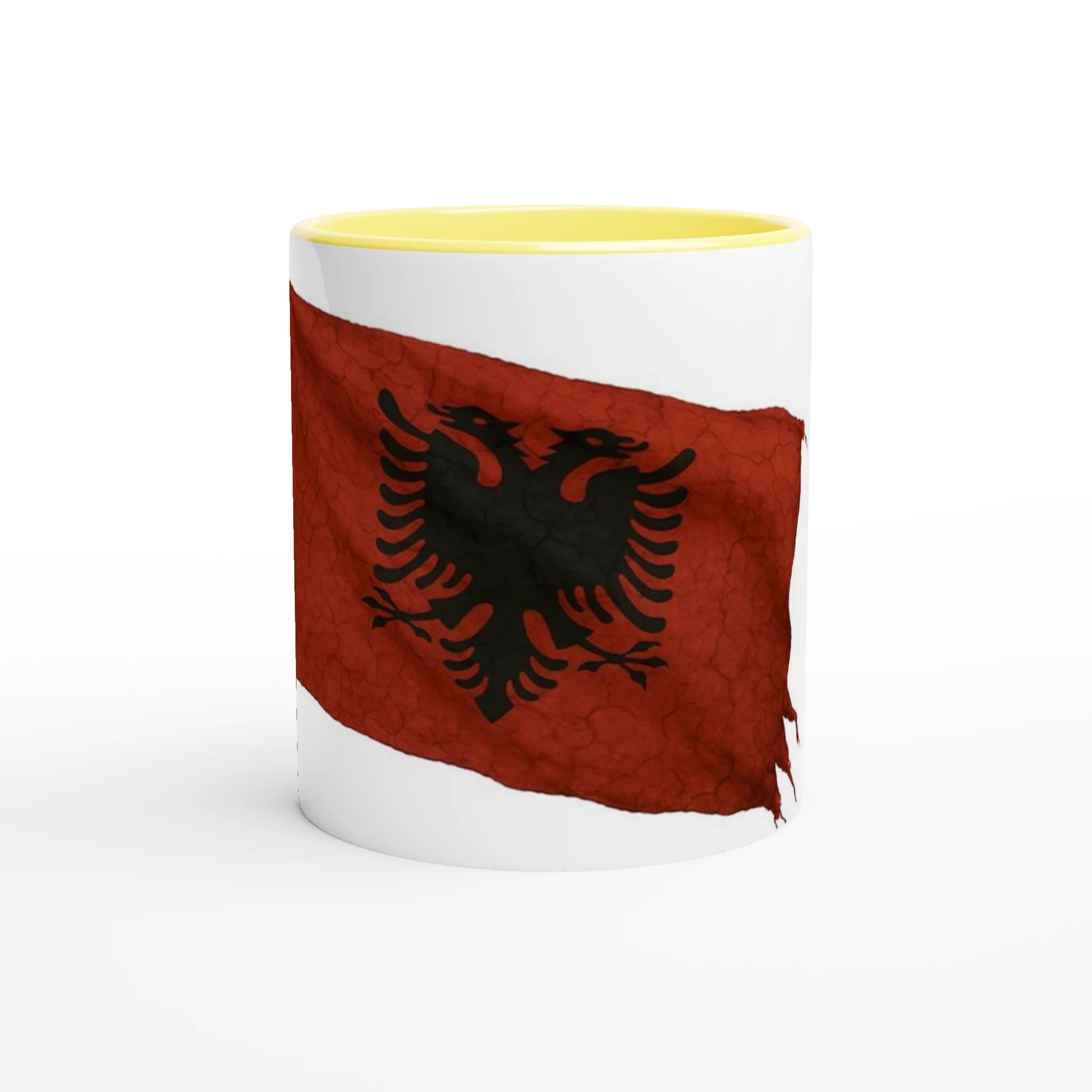 White 11oz Ceramic Mug with Color Inside Ceramic Yellow