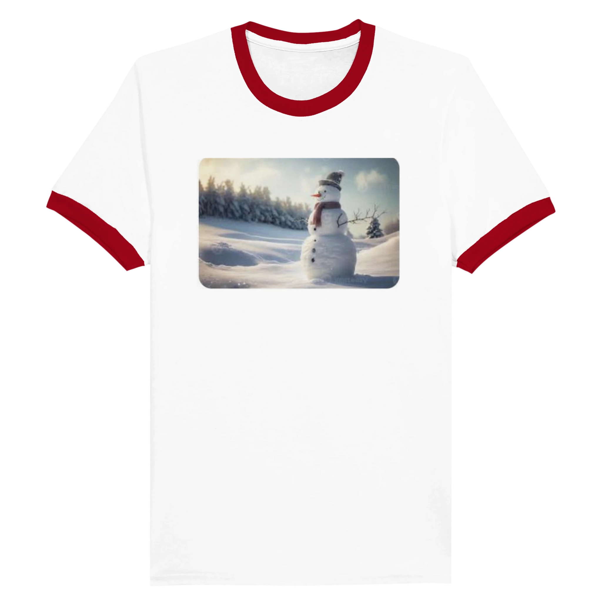Unisex Ringer T-shirt White and Red