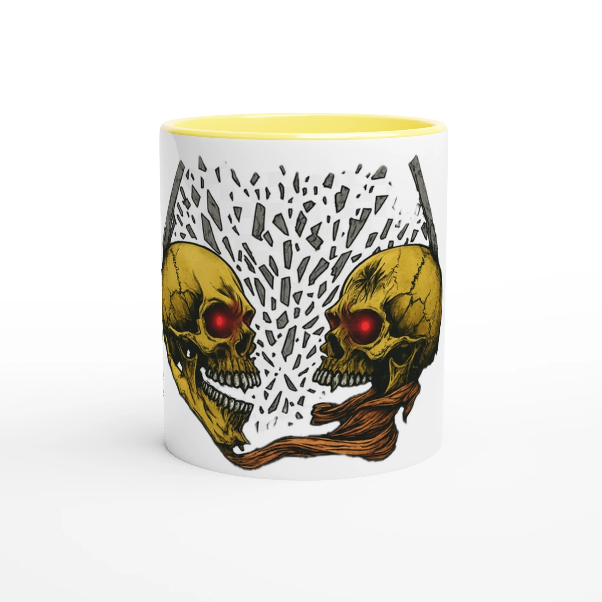 White 11oz Ceramic Mug with Color Inside Ceramic Yellow