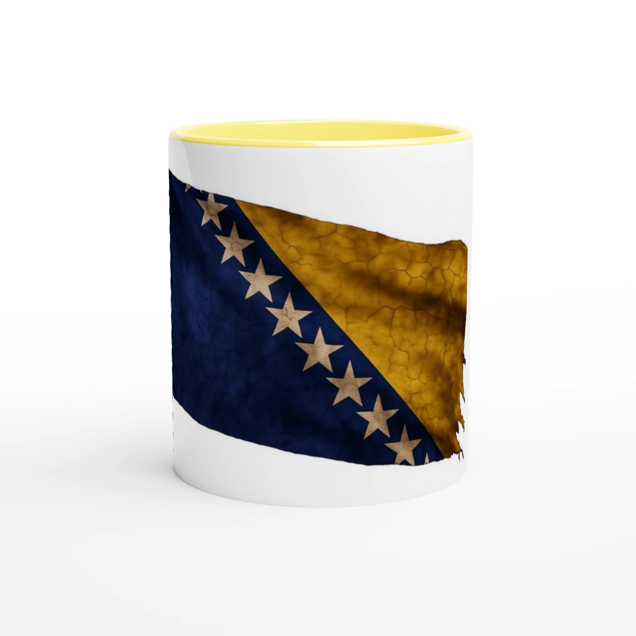 White 11oz Ceramic Mug with Color Inside Ceramic Yellow