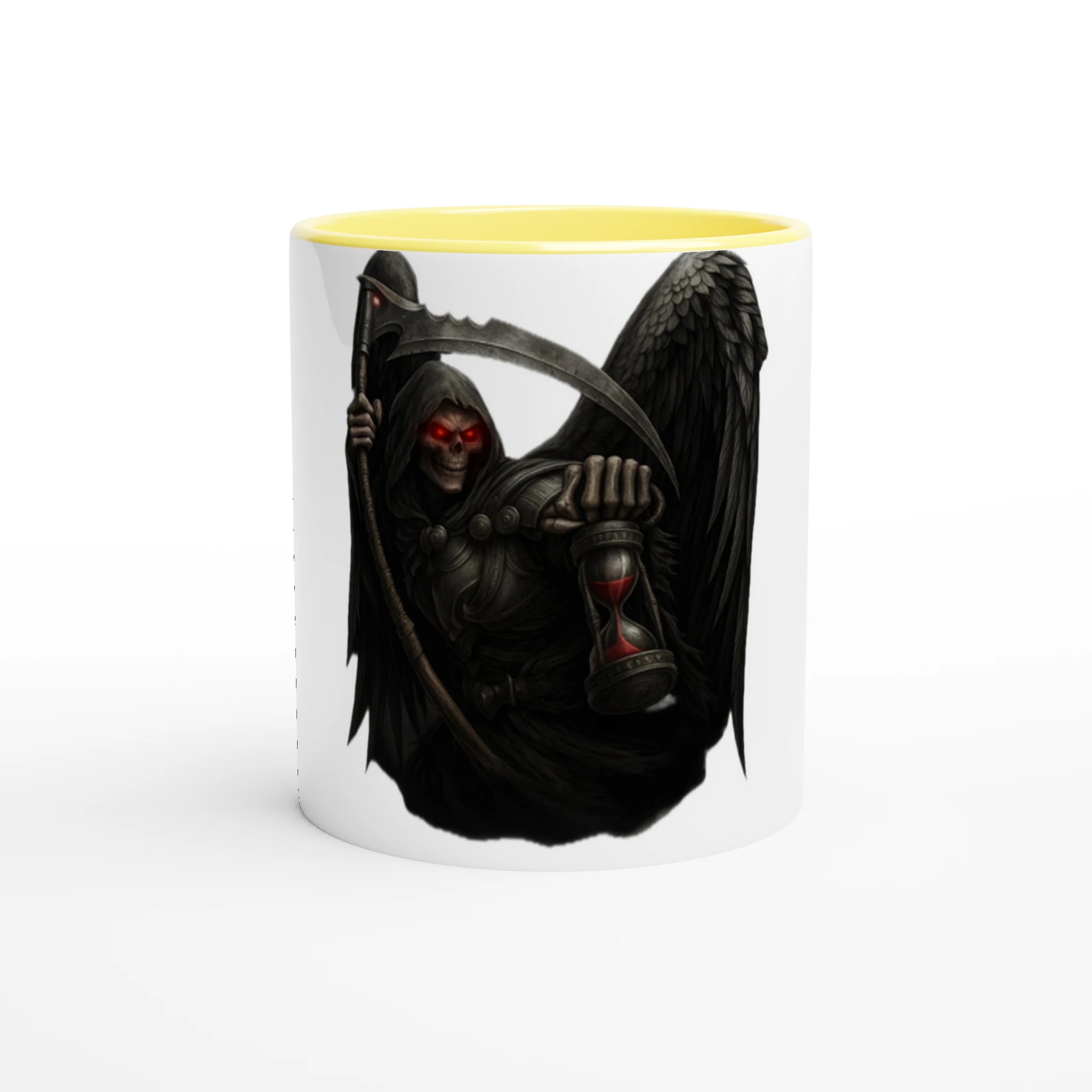 White 11oz Ceramic Mug with Color Inside Ceramic Yellow