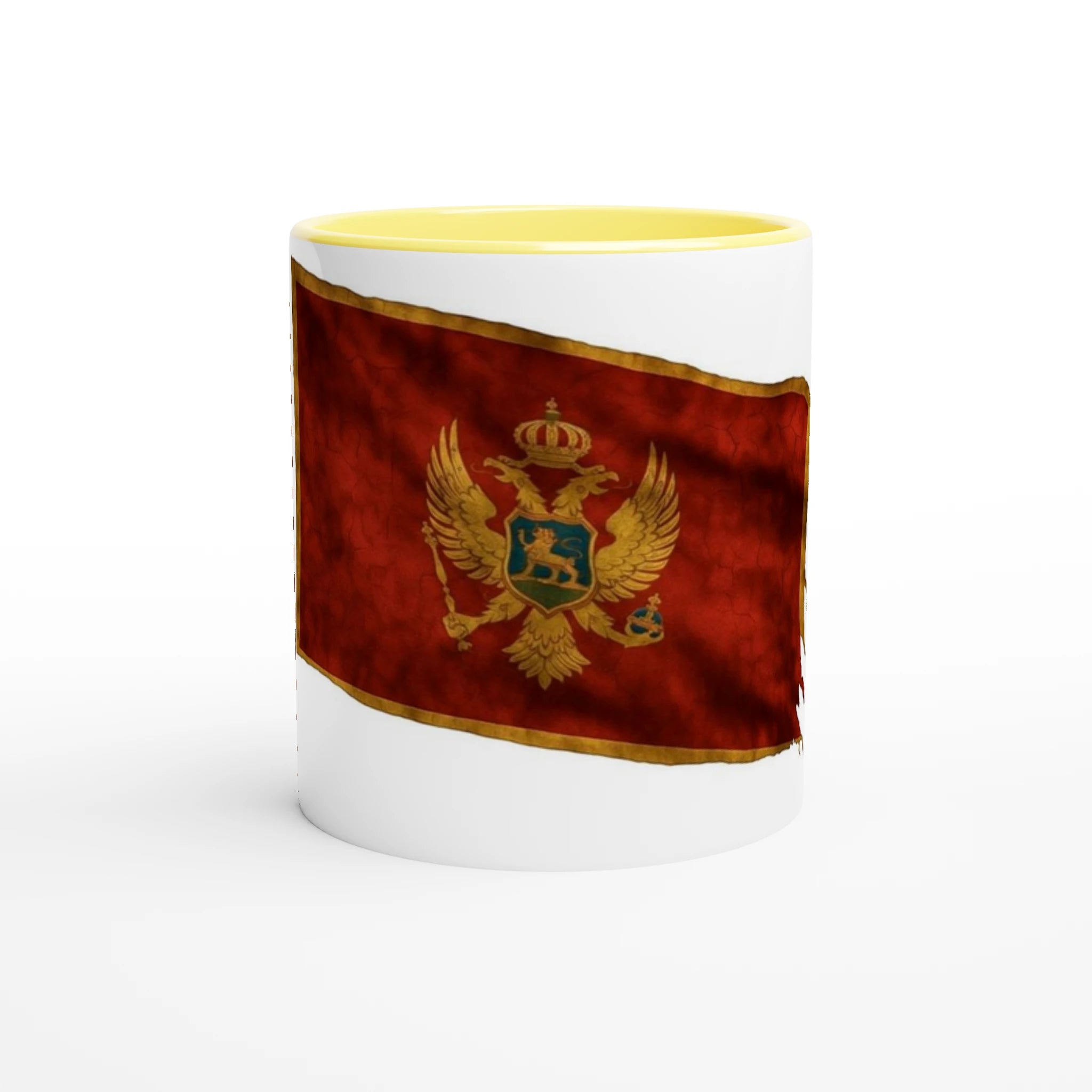 White 11oz Ceramic Mug with Color Inside Ceramic Yellow