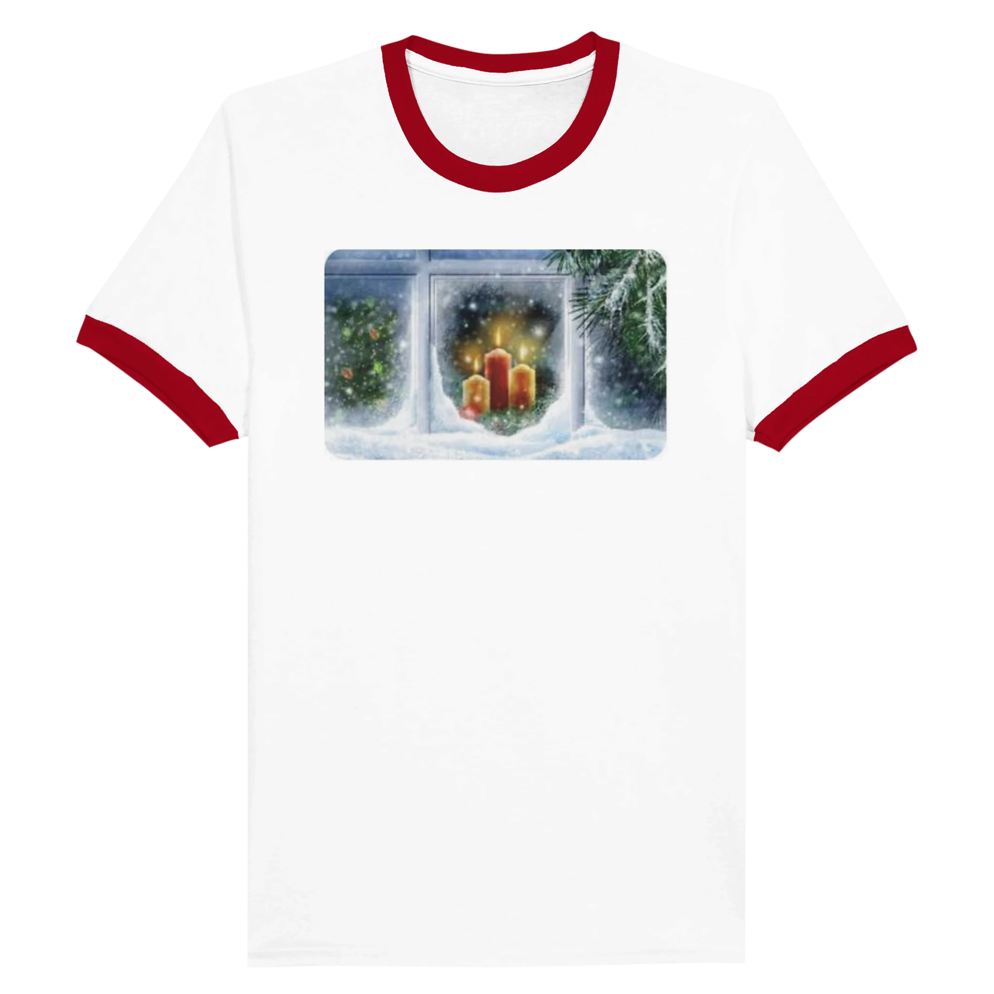 Unisex Ringer T-shirt White and Red