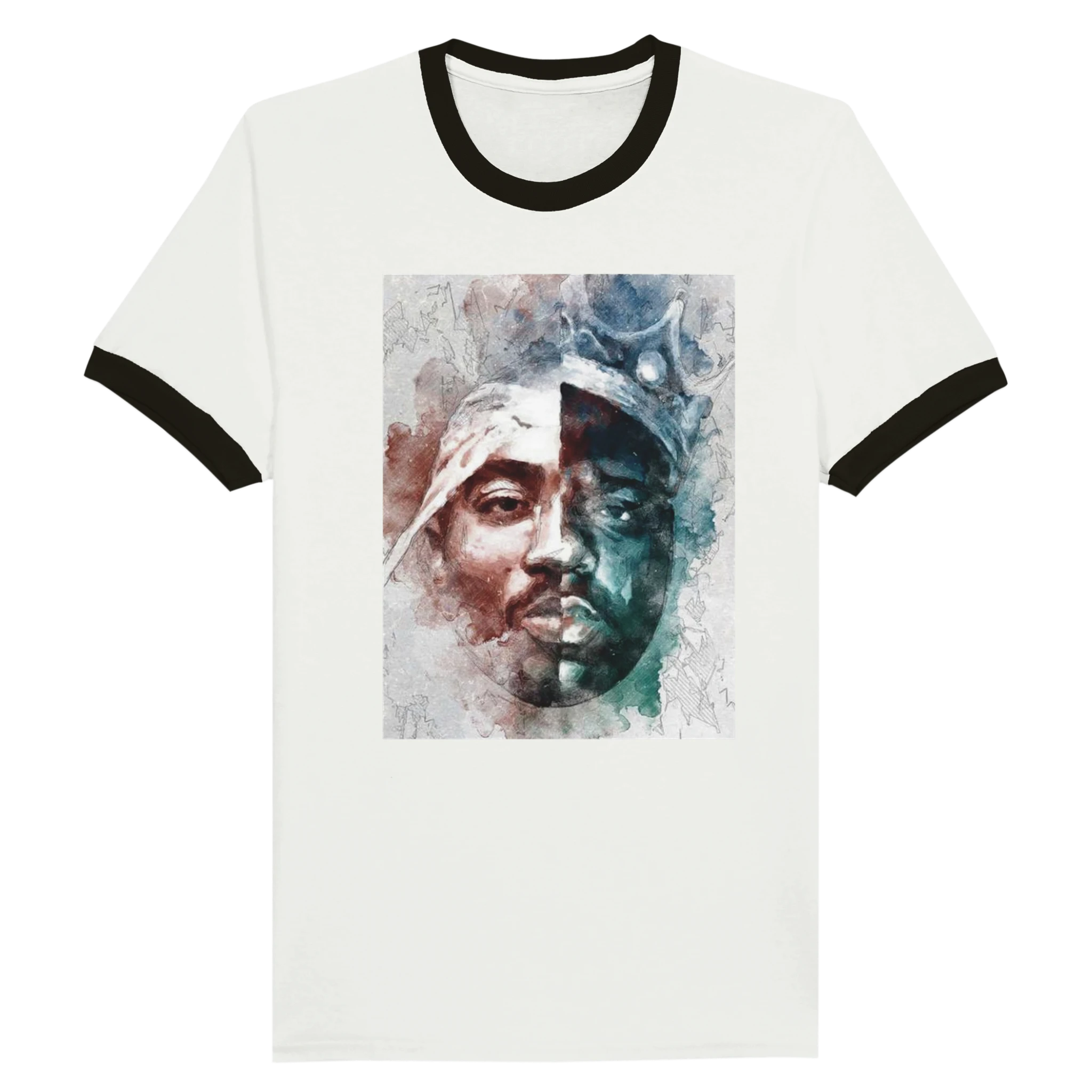 Unisex Ringer T-shirt White and Black
