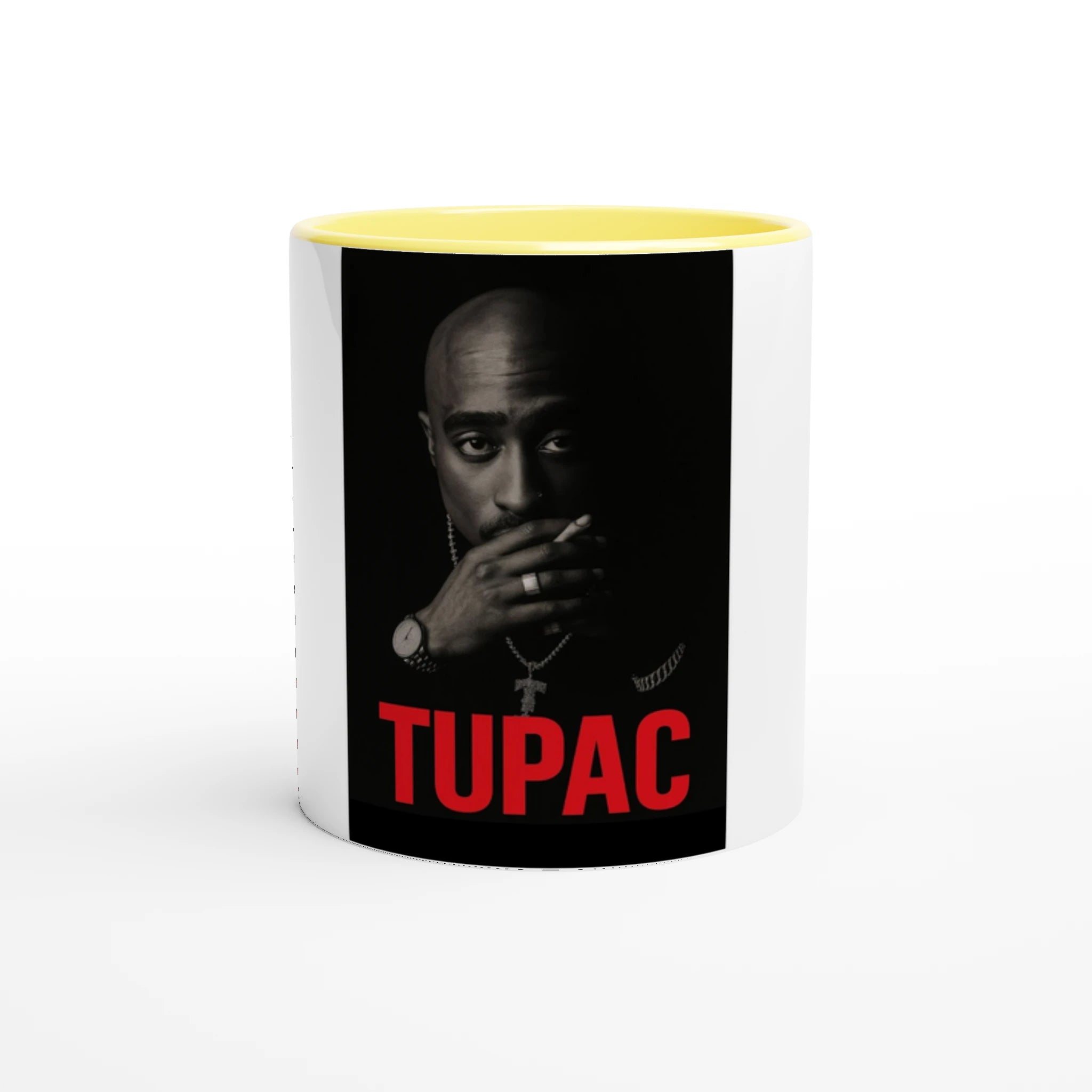 White 11oz Ceramic Mug with Color Inside Ceramic Yellow