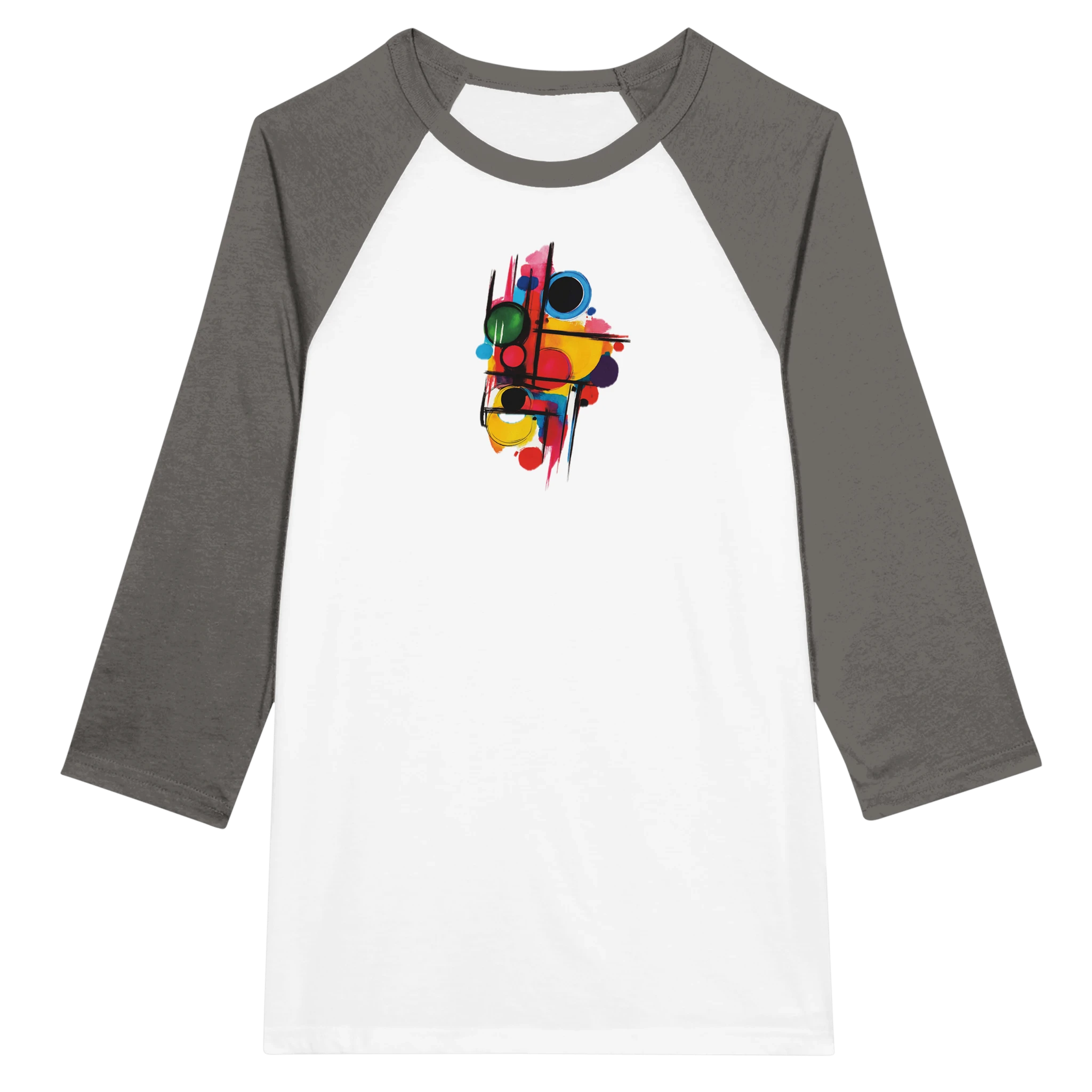 Unisex 3/4 sleeve Raglan T-shirt White and Asphalt