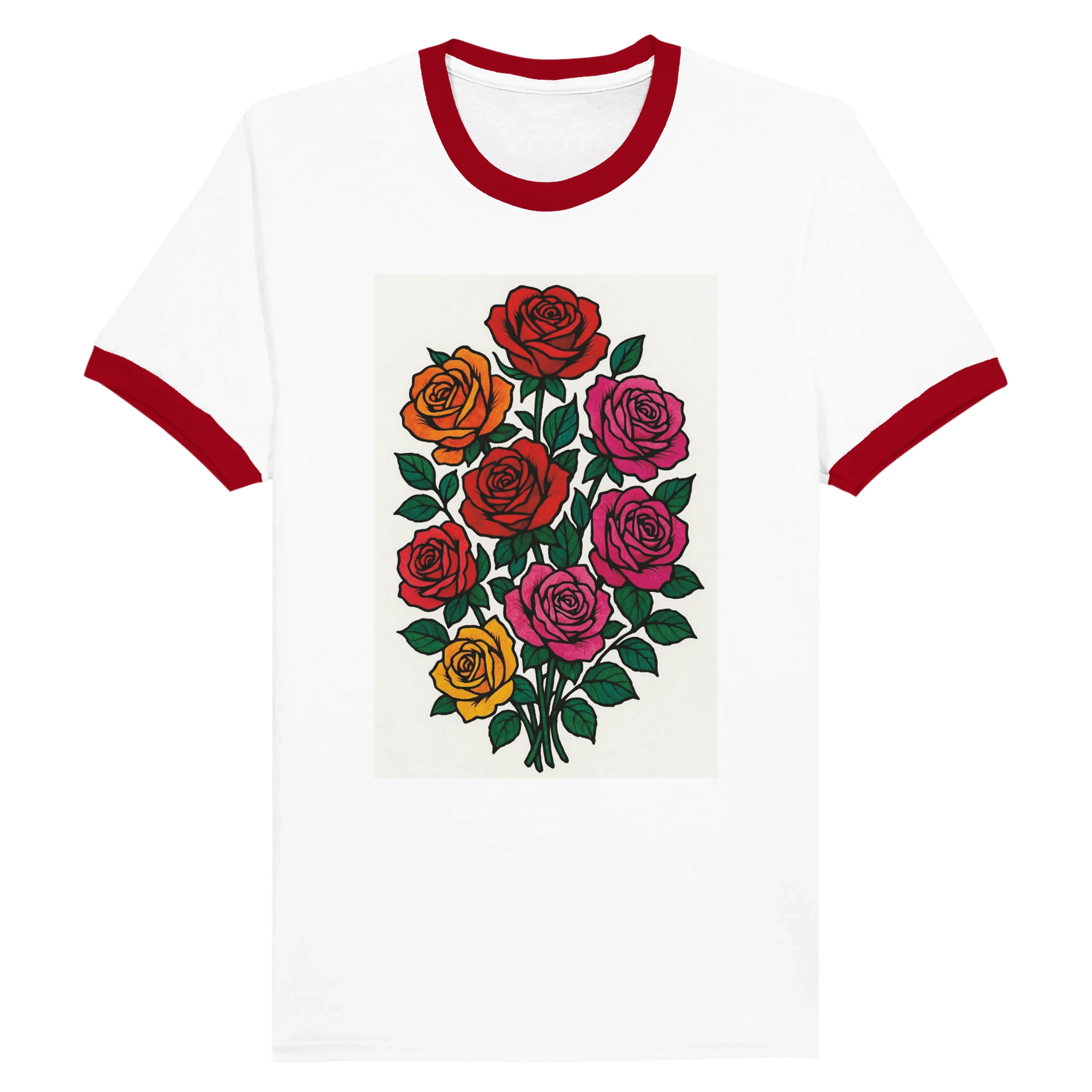 Unisex Ringer T-shirt White and Red