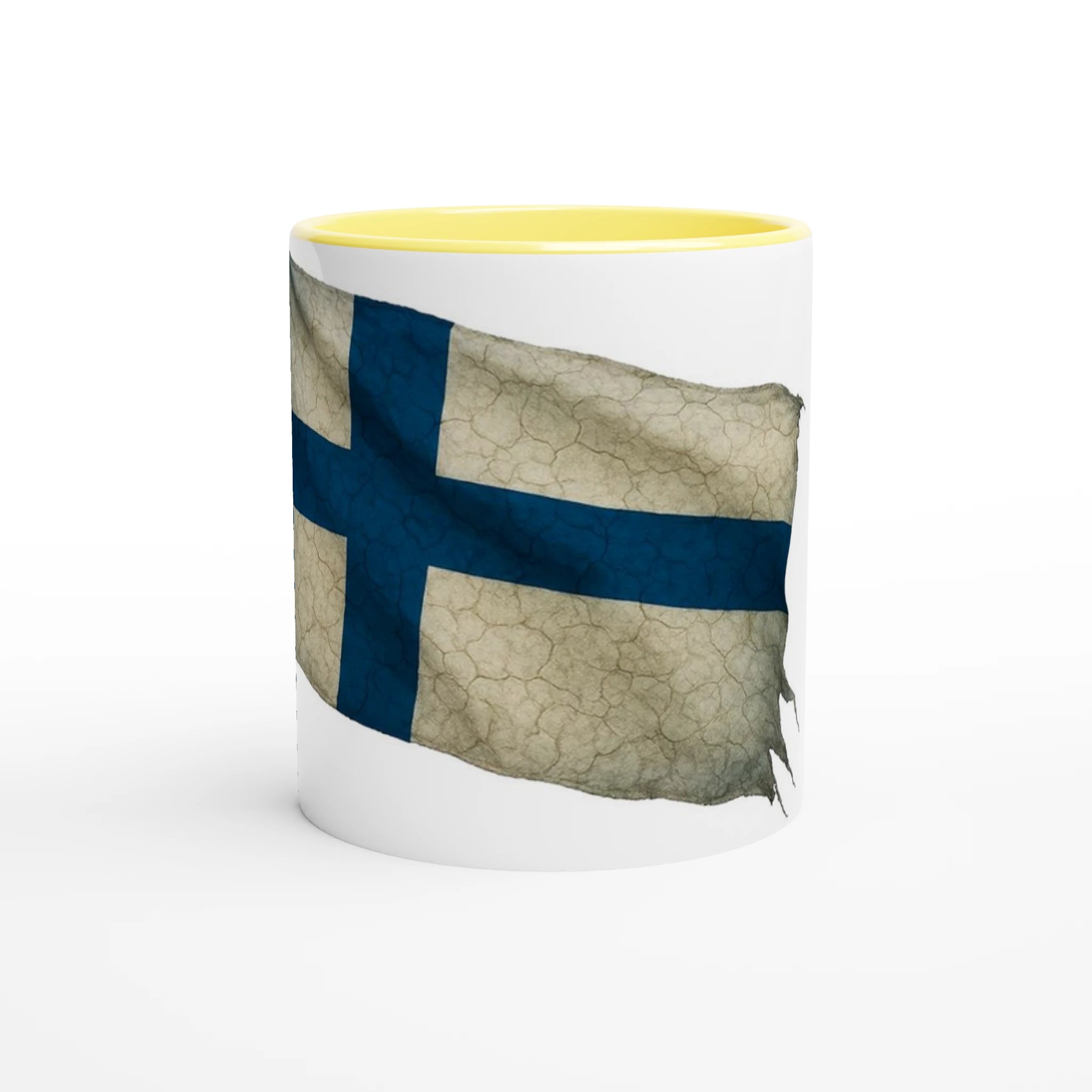 White 11oz Ceramic Mug with Color Inside Ceramic Yellow