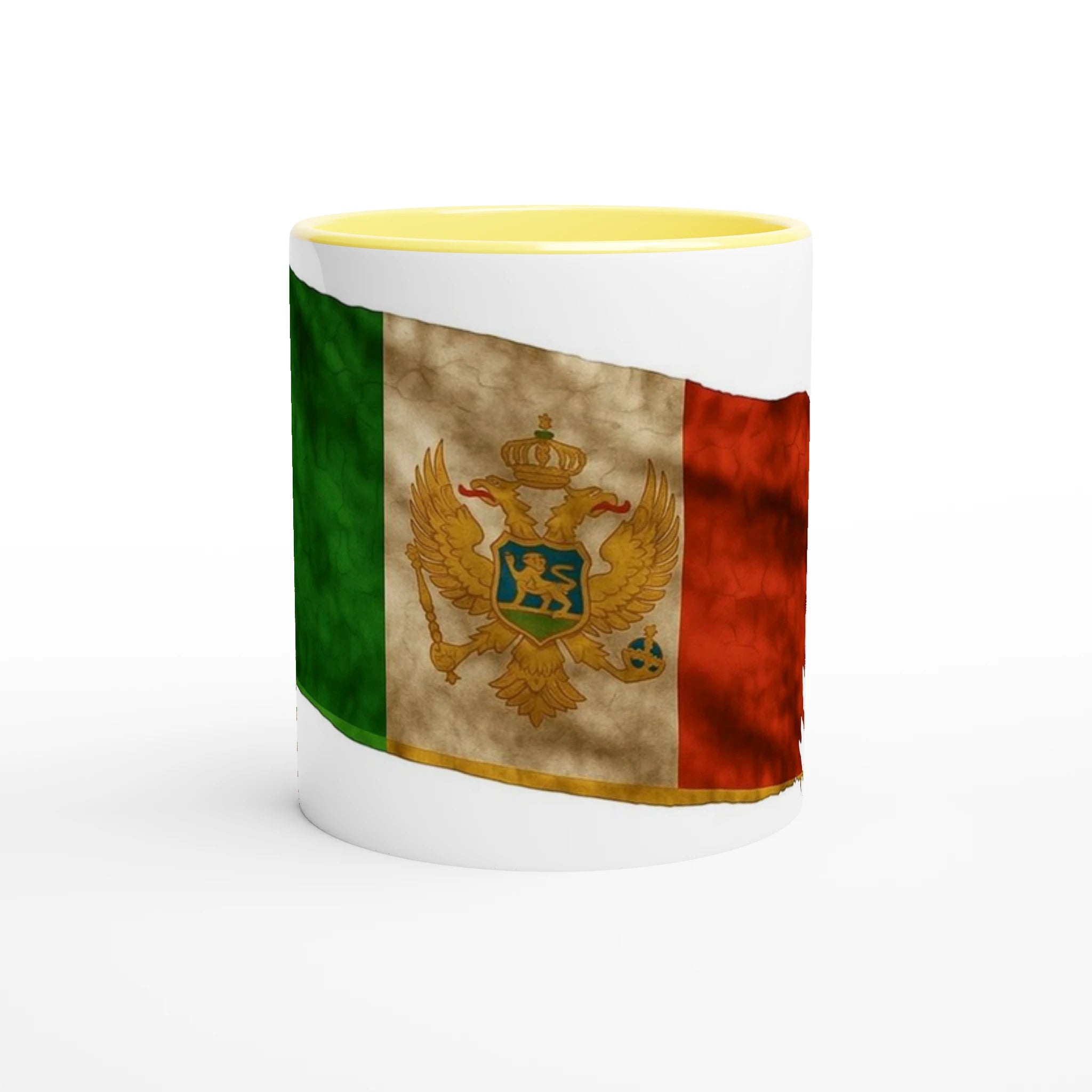White 11oz Ceramic Mug with Color Inside Ceramic Yellow