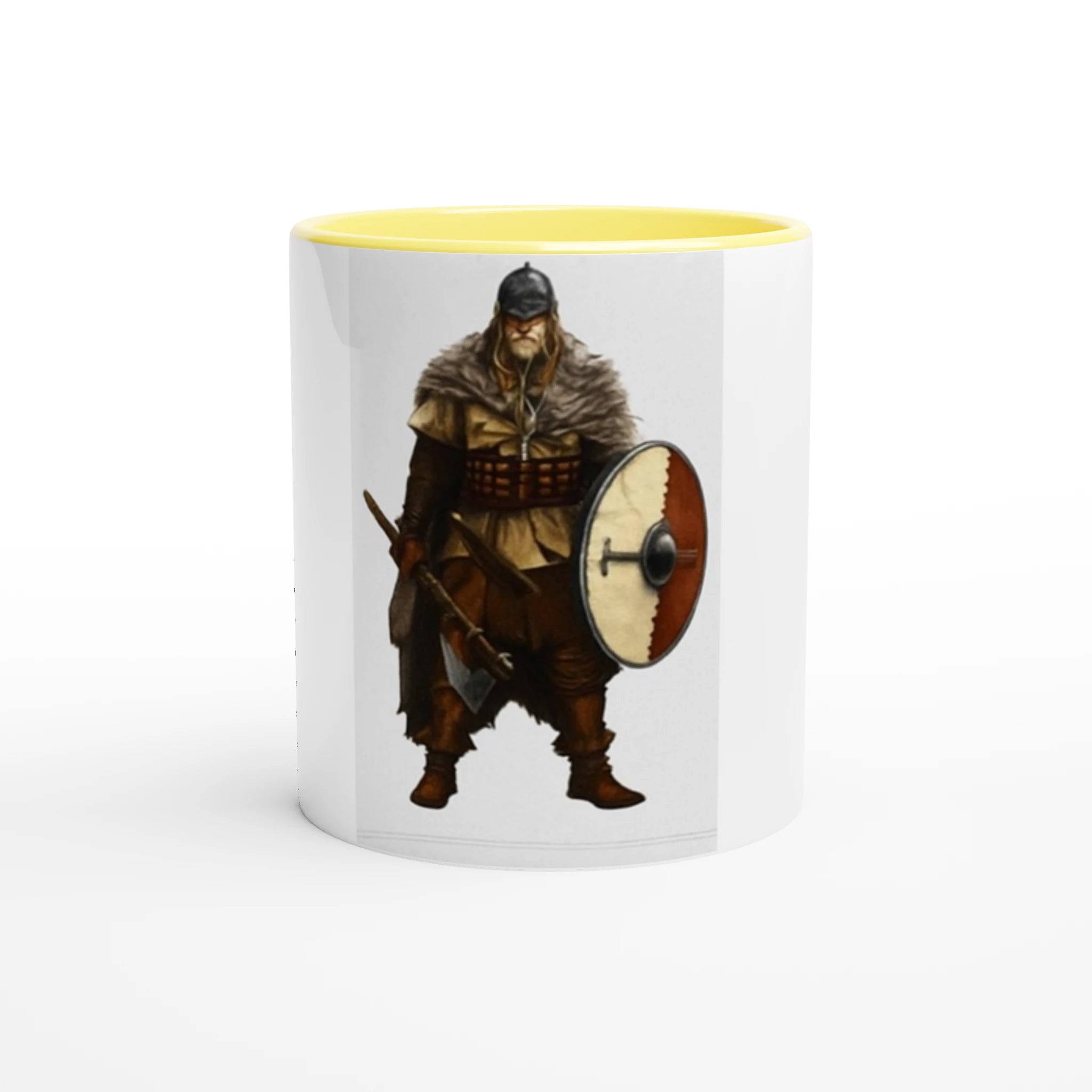 White 11oz Ceramic Mug with Color Inside Ceramic Yellow