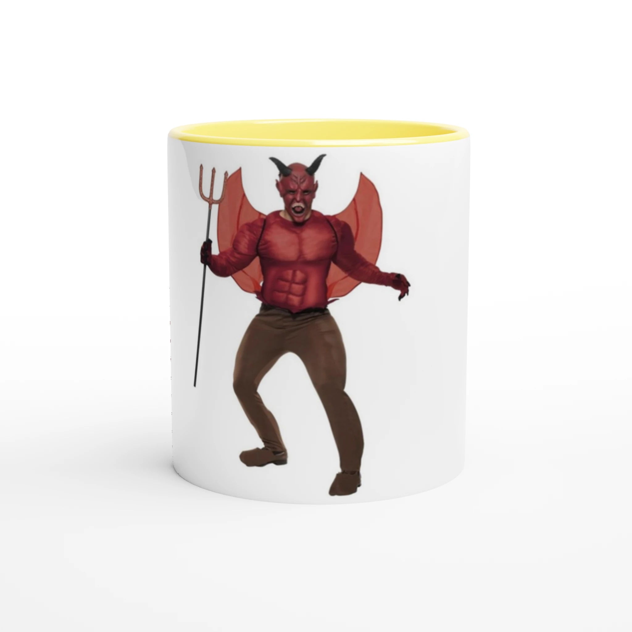 White 11oz Ceramic Mug with Color Inside Ceramic Yellow