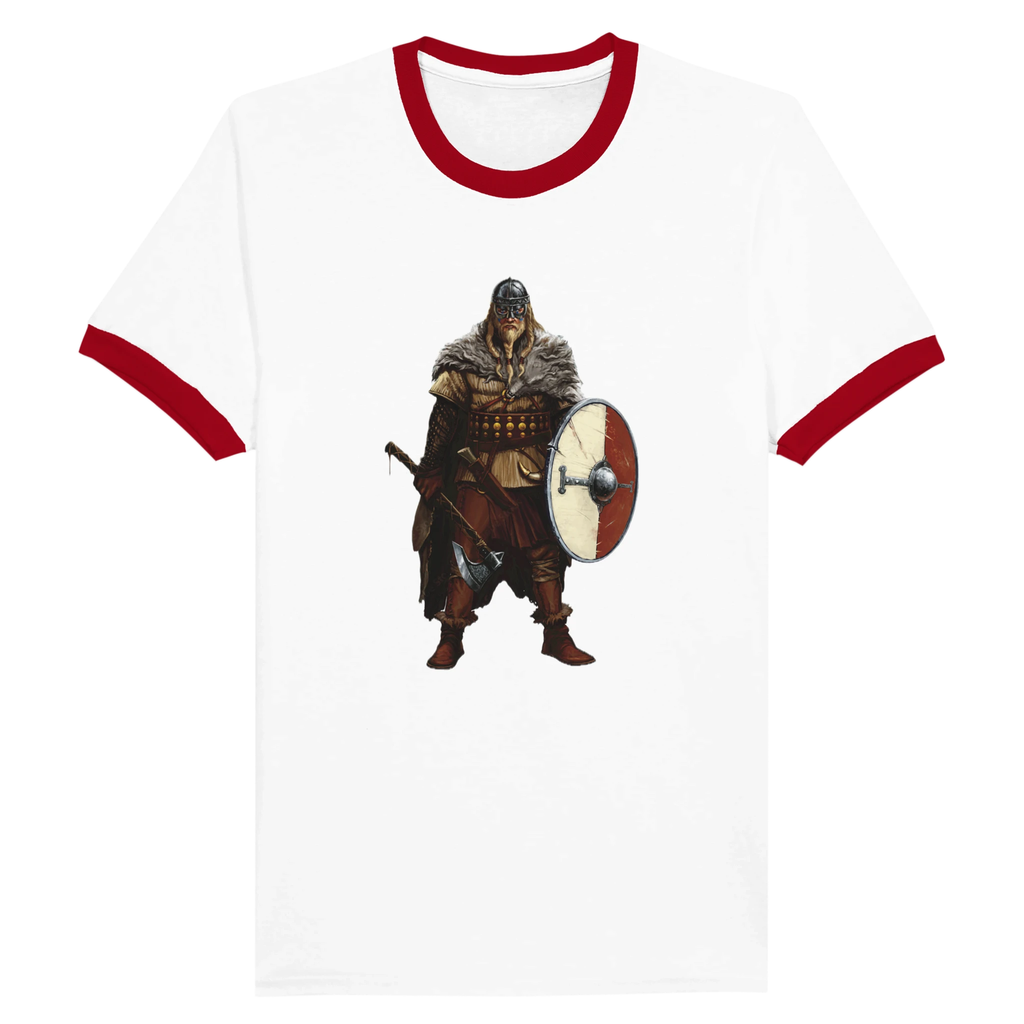 Unisex Ringer T-shirt White and Red