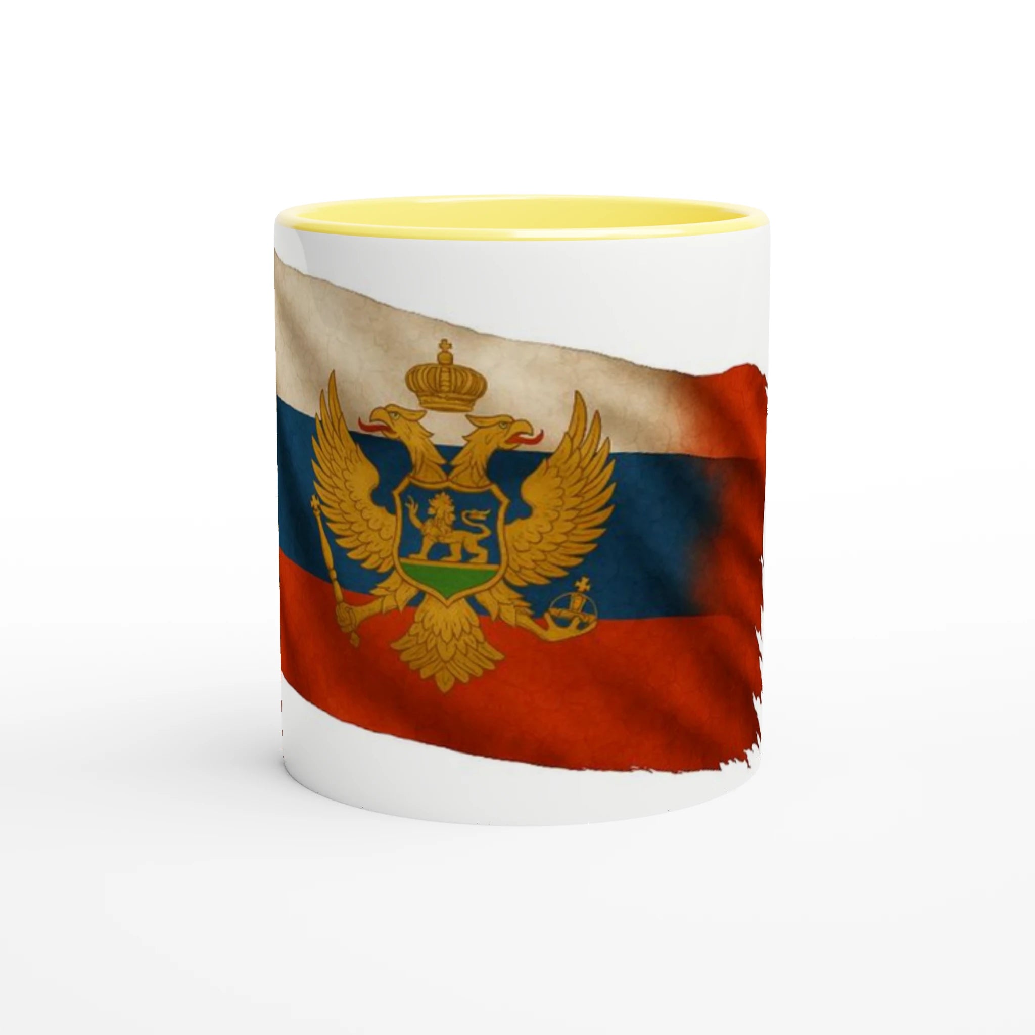 White 11oz Ceramic Mug with Color Inside Ceramic Yellow